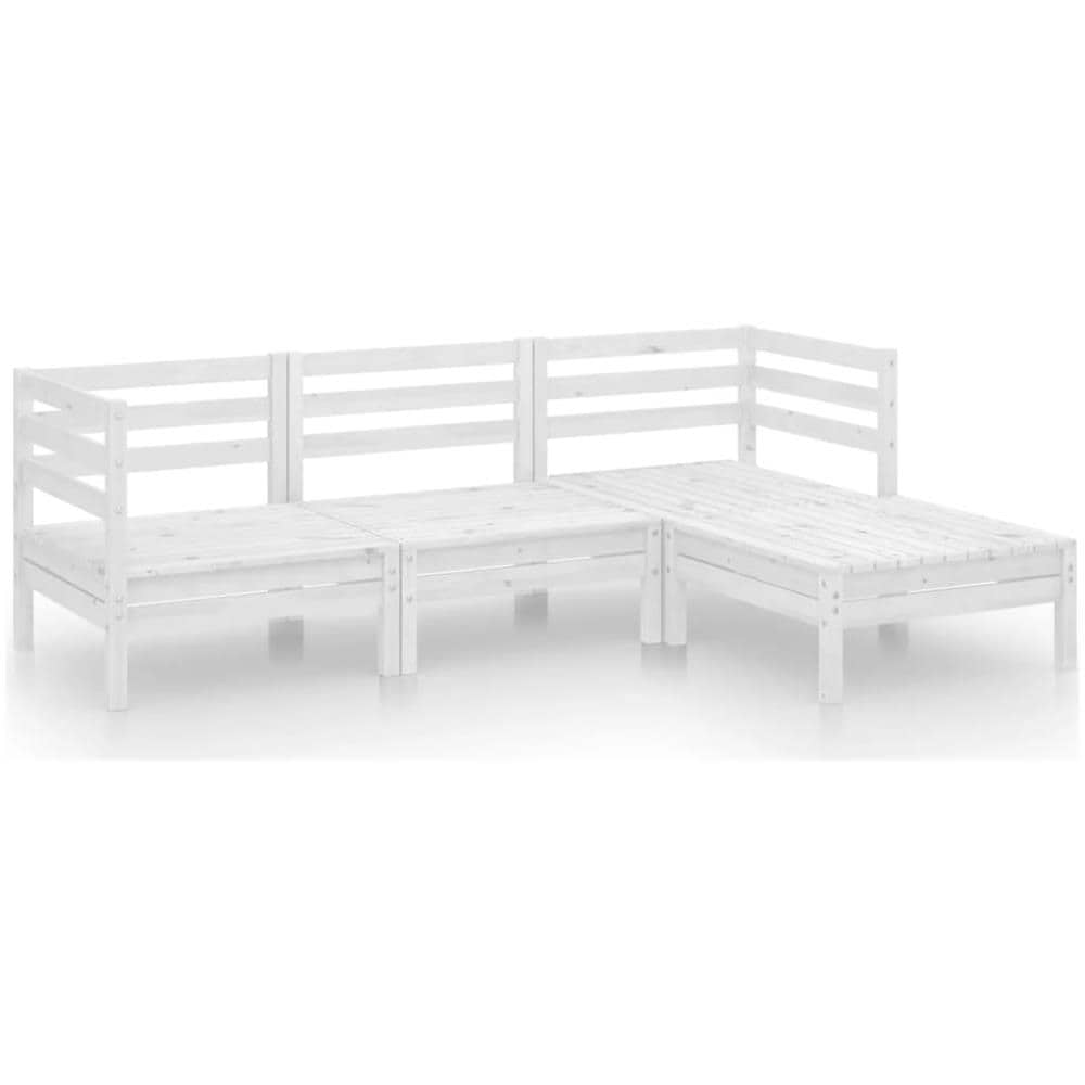 Set Divani Da Giardino 4 Pz Bianco In Massello Di Pino Bianco - Foto 2