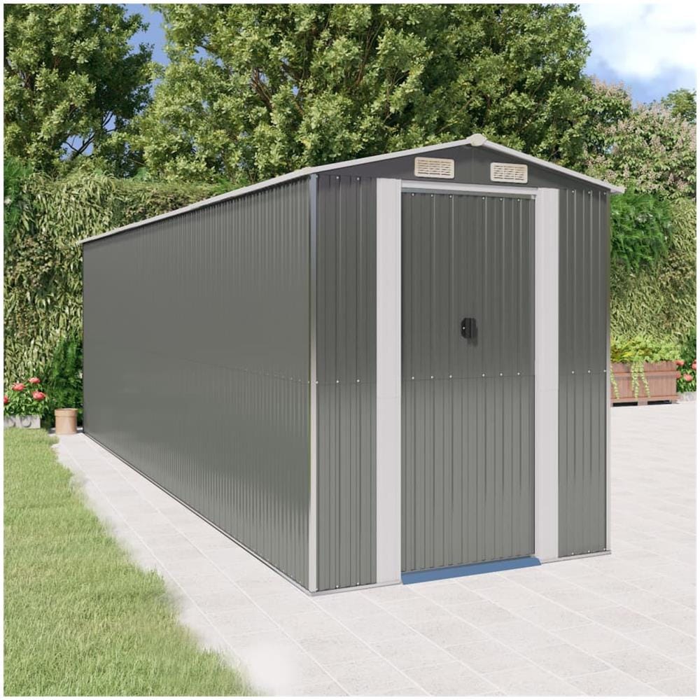 Capanno Da Giardino Grigio Chiaro 192x606x223cm Acciaio Zincato - Foto 1