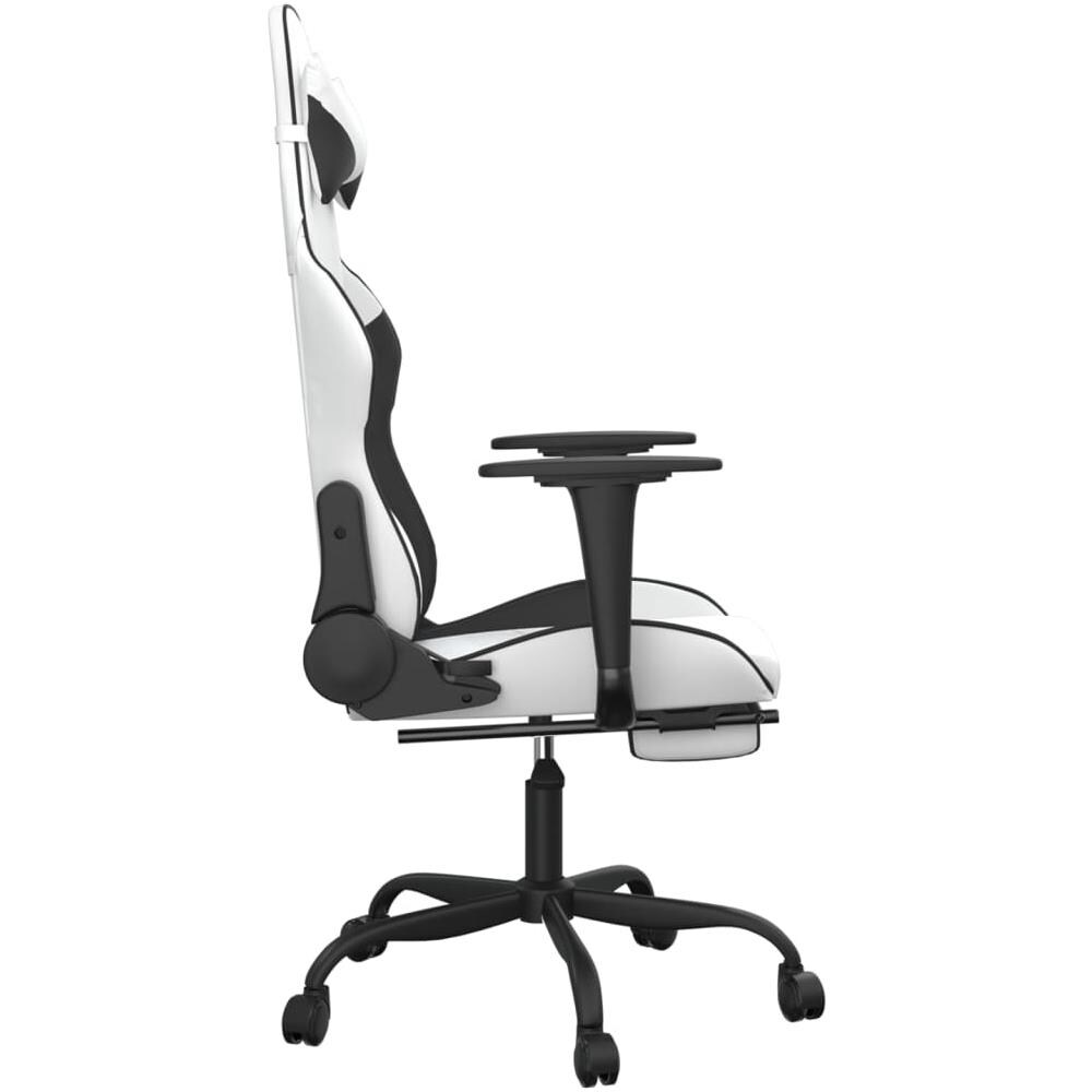 Sedia Da Gaming Con Poggiapiedi Bianco E Nero In Similpelle - Foto 2