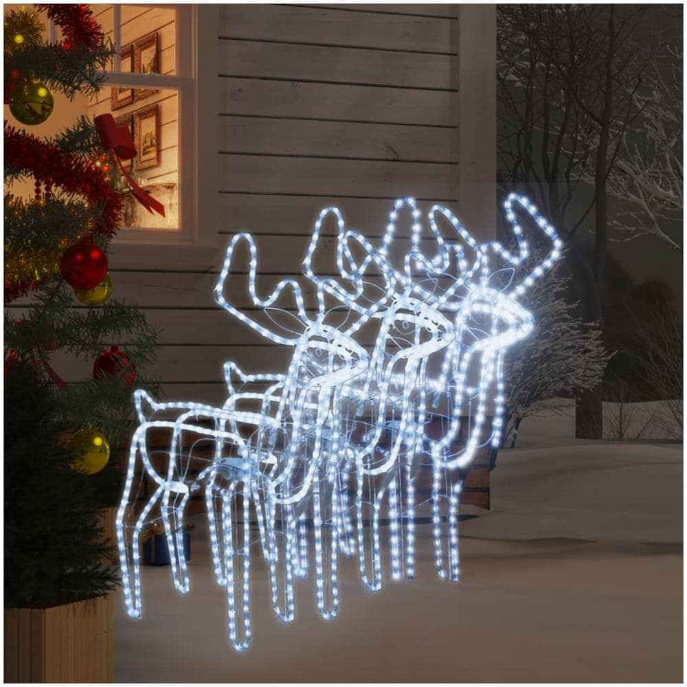 Figure Natale Renne Teste Mobili 3 Pz Bianco Freddo 76x42x87 Cm - Foto 1