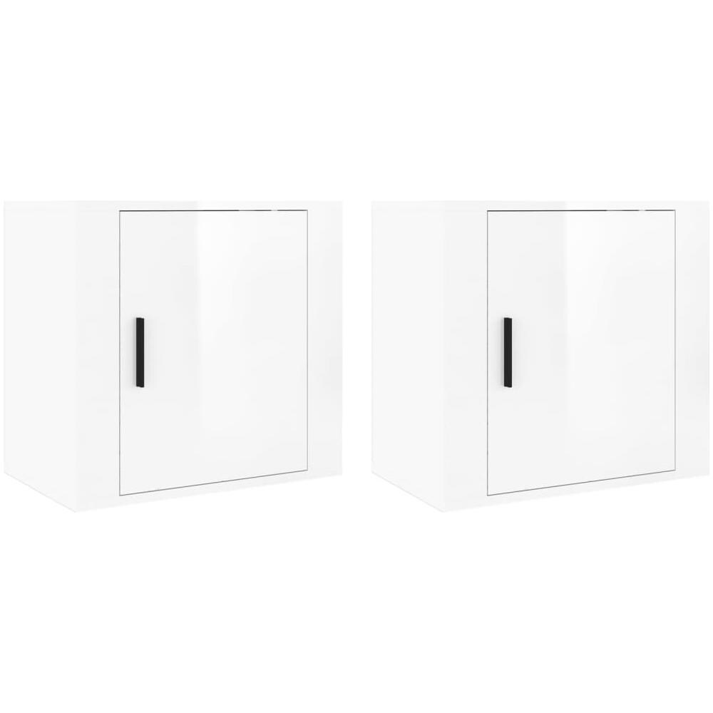 Comodini A Muro 2 Pz Bianco Lucido 50x30x47 Cm - Foto 2