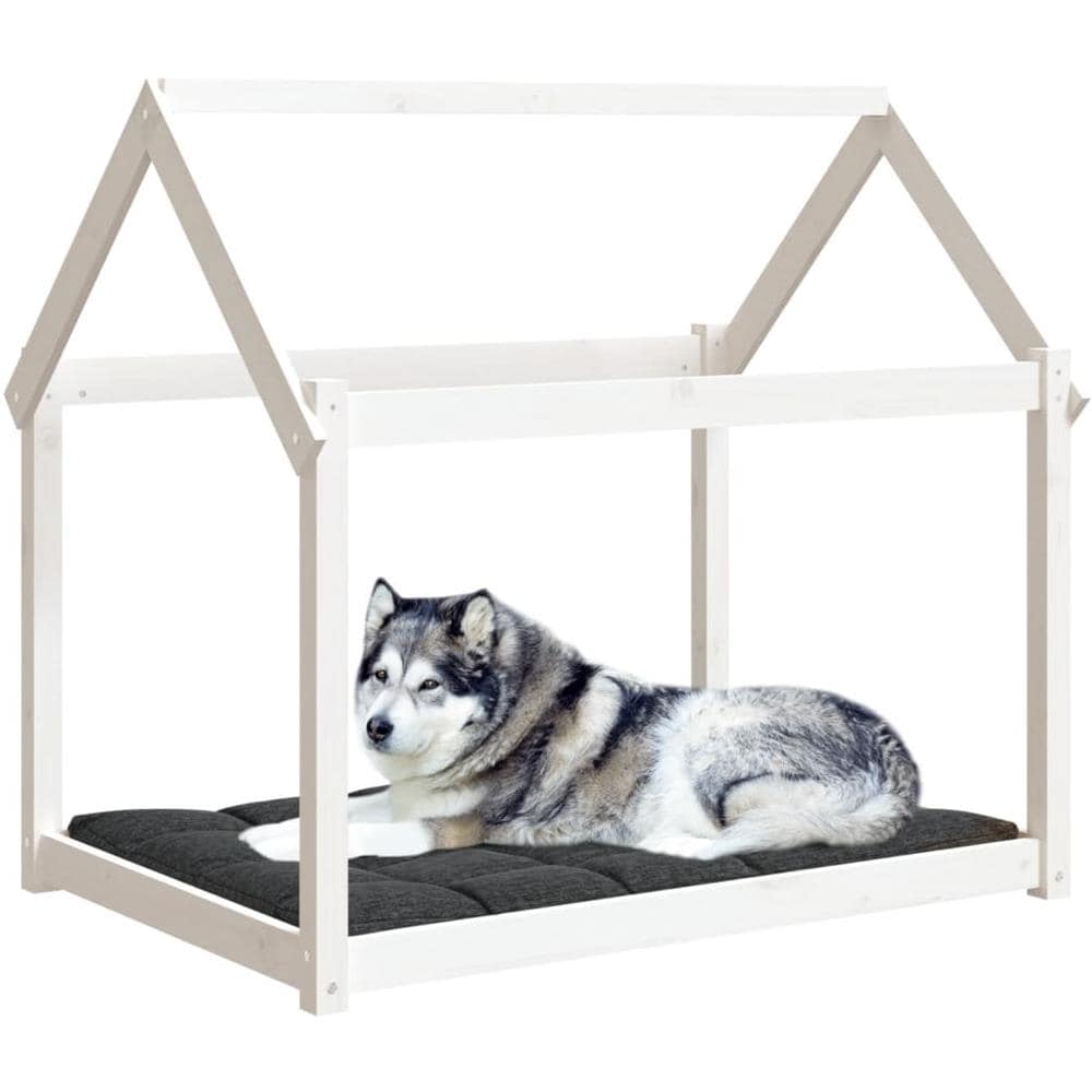 Cuccia per Cani Bianca 111x80x100 cm in Legno Massello di Pino - Foto 7