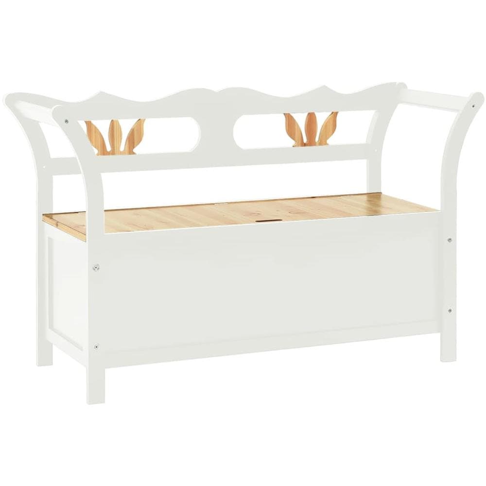 Panca Bianca 107x45x75,5 cm Legno Massello di Abete - Foto 2