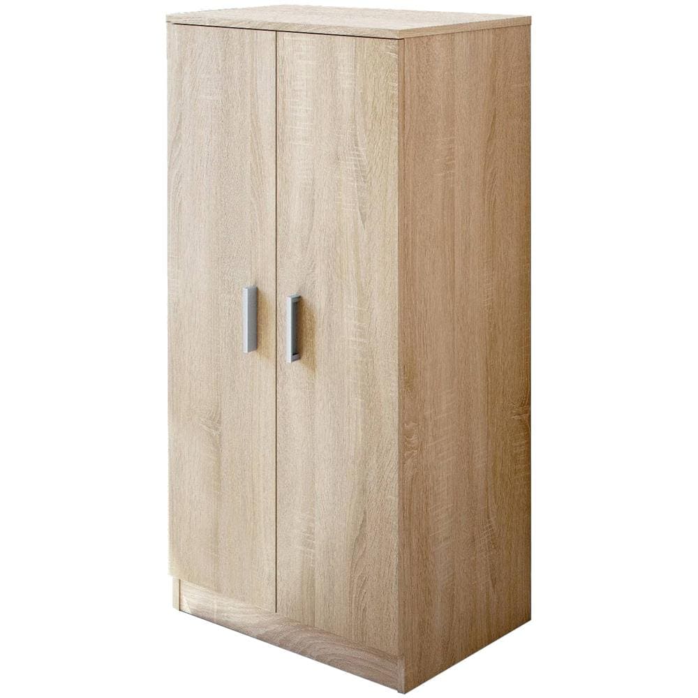 Armadio Multiuso Corona, Mobile Ausiliario A 2 Ante, Mobile Basso Portascarpe Con 6 Ripiani, Scarpiera Moderna, 55x36h108 Cm, Rovere - Foto 2