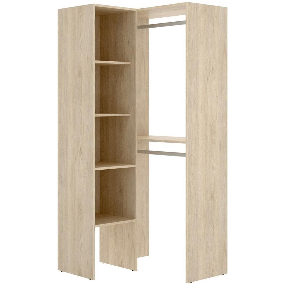 Guardaroba Bernina, Struttura Per Cabina Armadio Angolare, Mobile Appendiabiti Aperto Ad Angolo, 79x88h186 Cm, Rovere - Foto 2