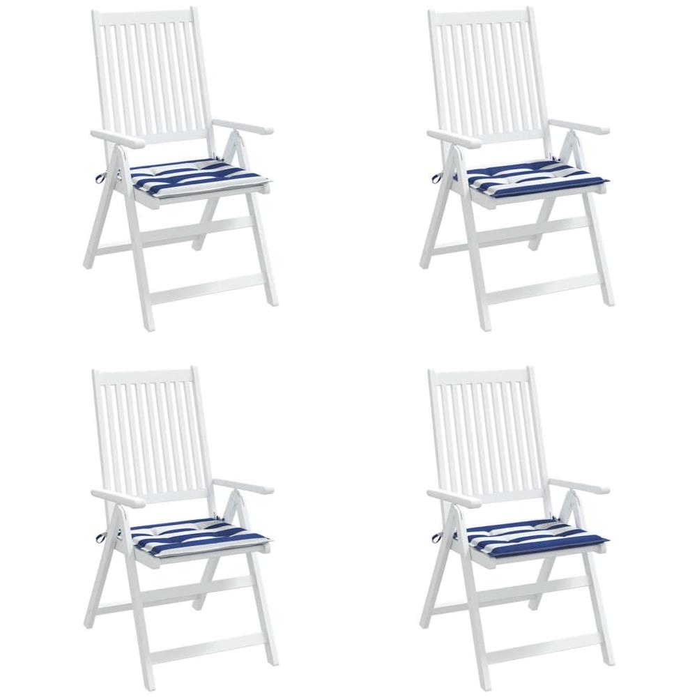 Cuscini Sedia Giardino 4pz Righe Bianche Blu 50x50x3 Cm Tessuto - Foto 3