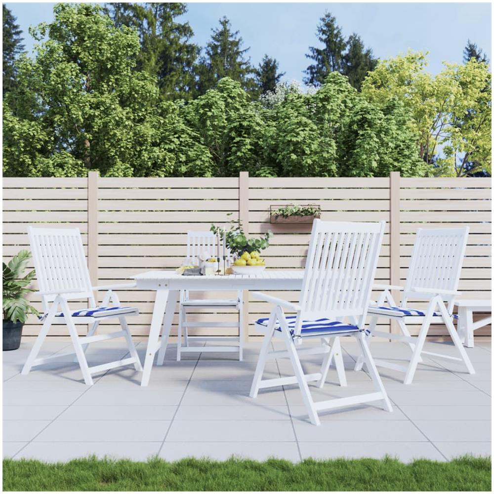 Cuscini Sedia Giardino 4pz Righe Bianche Blu 50x50x3 Cm Tessuto - Foto 1