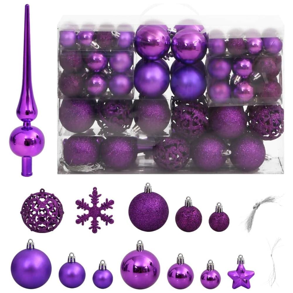 Set Palline Di Natale 111 Pz Viola In Polistirene - Foto 1