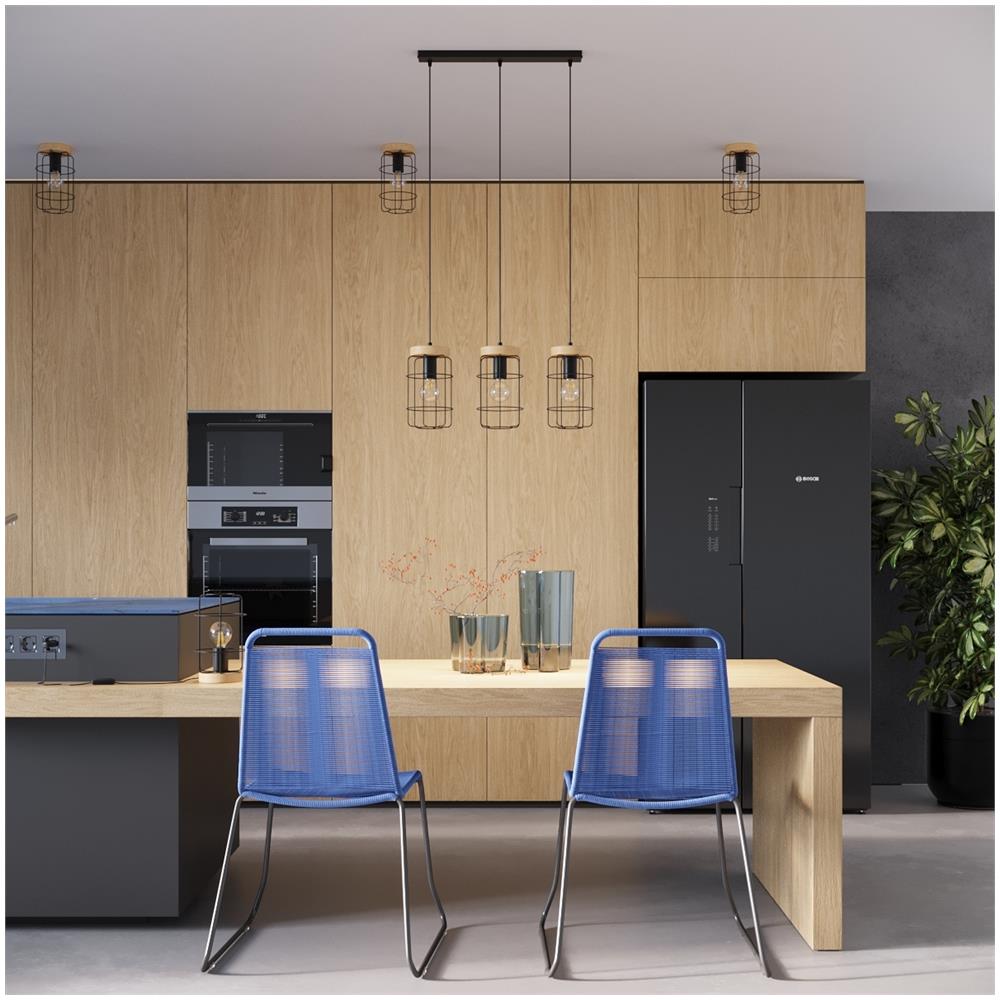 Lampada A Sospensione Gotto 3l Sl. 1264 - Industriale Lampade A Sospensione Legno Nero 115x60x15 Cm - Foto 1