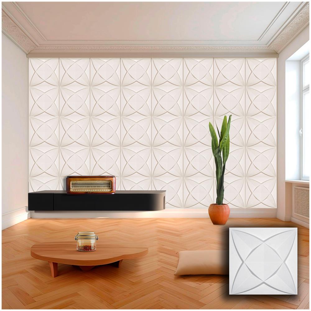 €1,99 Pannello In Fibra Naturale A Parete 3d, Rivestimento Di Lusso 3d 50x50cm Bianco Verniciabile Petali - Foto 1