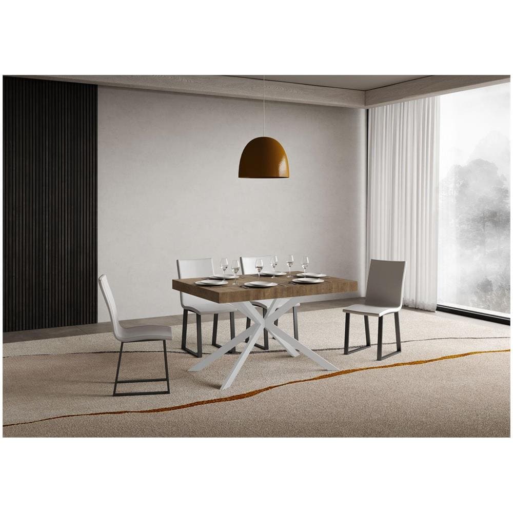 Tavolo allungabile 80x120/204 cm Plaker noce gambe bianche - Foto 2