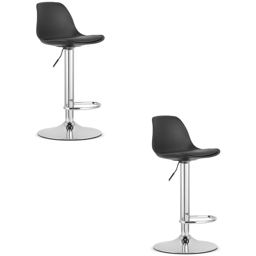 Sgabello girevole HOGA - Nero con base cromata x 2 - Foto 1