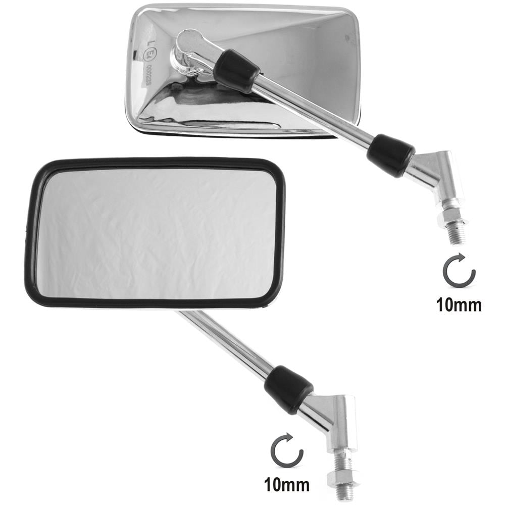 Coppia Specchietti Retrovisori Omologati Specchi Moto Scooter Cromati Grandi M10 - Foto 1