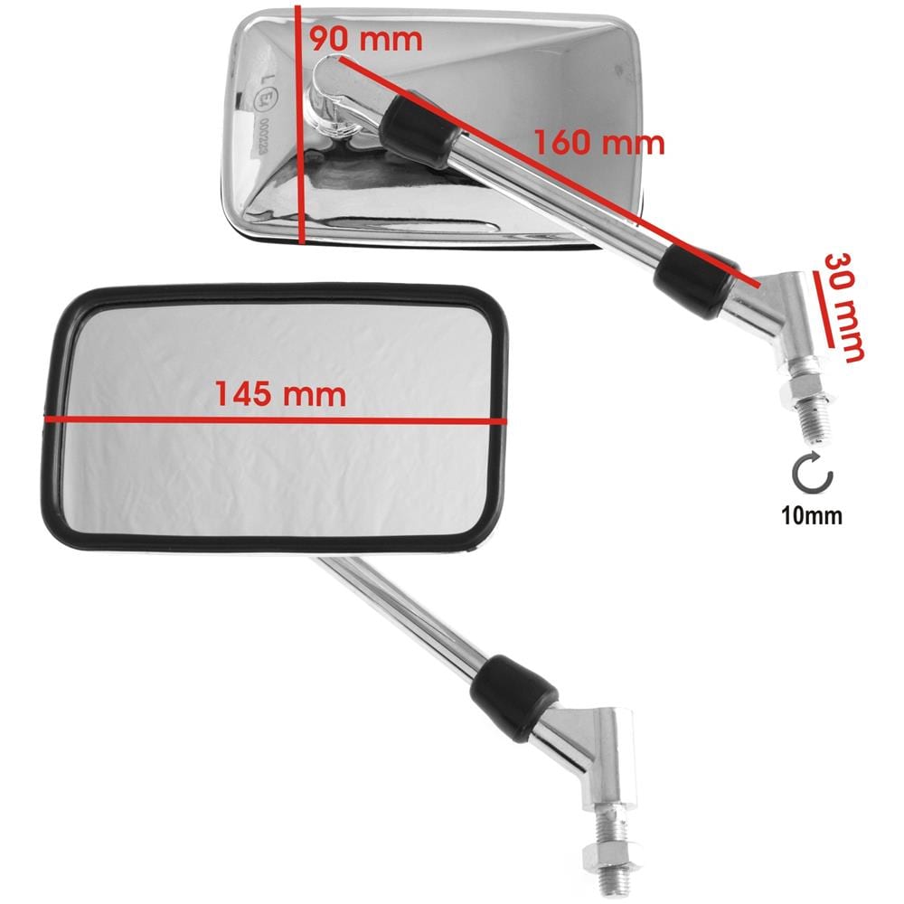 Coppia Specchietti Retrovisori Omologati Specchi Moto Scooter Cromati Grandi M10 - Foto 2