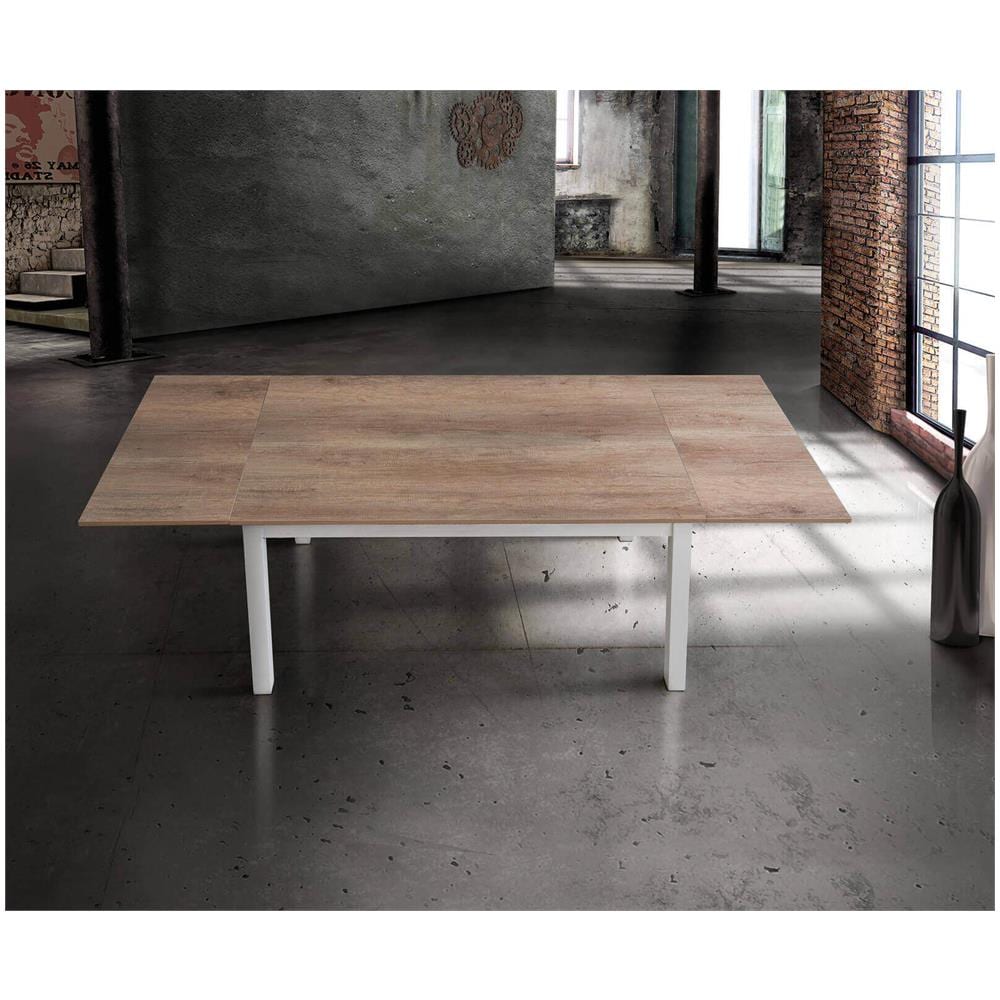 Blake - Tavolo Da Pranzo Moderno Allungabile In Acciaio E Legno Da 130 X 80 - Foto 3