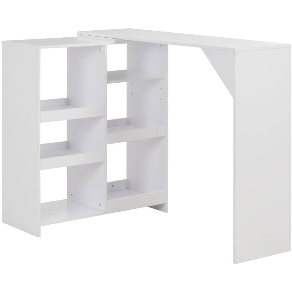 Tavolo da Bar con Scaffale Mobile Bianco 138x39x110 cm - Foto 1