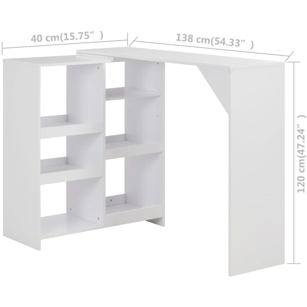 Tavolo da Bar con Scaffale Mobile Bianco 138x39x110 cm - Foto 11