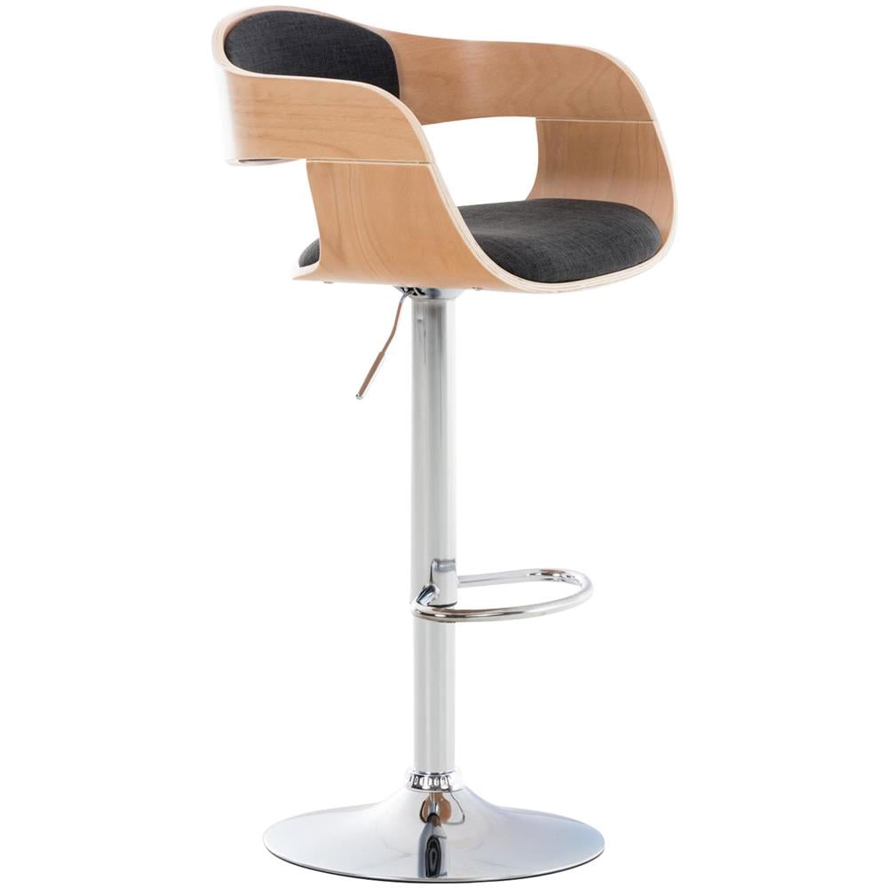 Sgabello rétro Kingston con Braccioli - Sgabello Bar Girevole 360° in Tessuto e Legno I Sgabello Alto Bancone Regolabile 63 - 77 cm Natura / Grigio Scuro - Foto 1