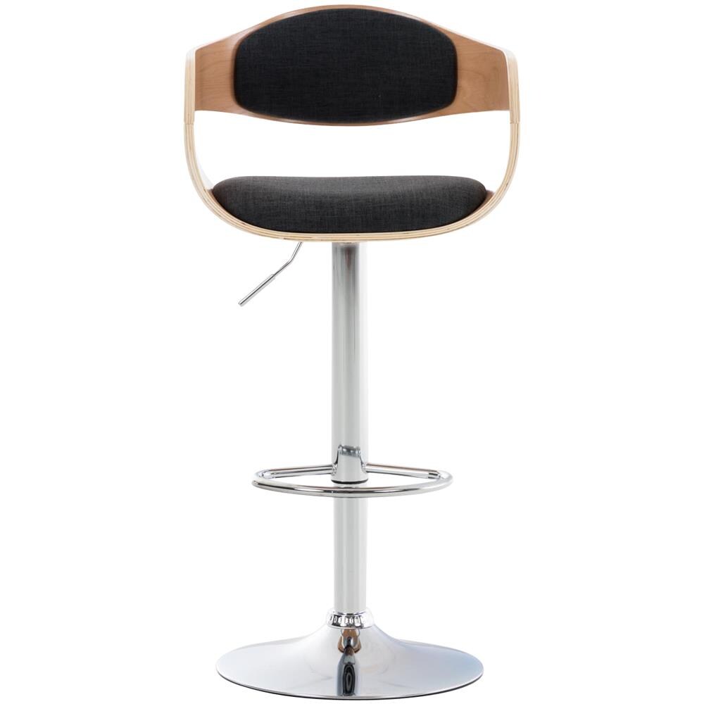 Sgabello rétro Kingston con Braccioli - Sgabello Bar Girevole 360° in Tessuto e Legno I Sgabello Alto Bancone Regolabile 63 - 77 cm Natura / Grigio Scuro - Foto 2