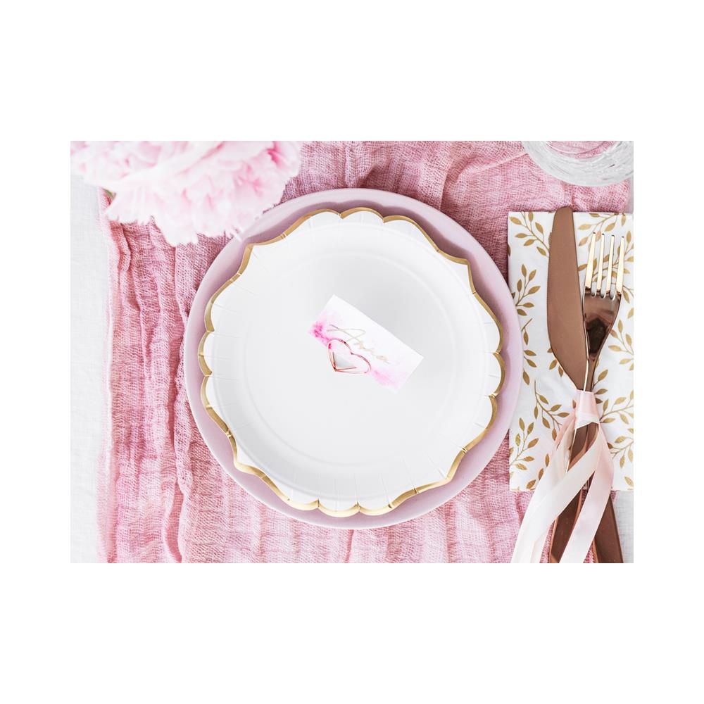 Partydeco - 6 Piattini In Cartone Bianchi Con Bordino Oro 18 Cm - Foto 3