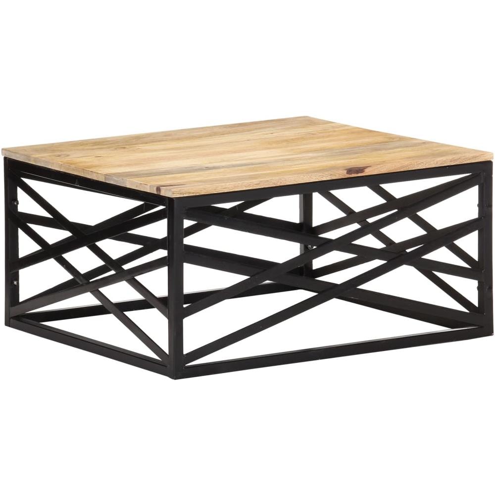 Tavolino Da Caffè 68x68x35 Cm In Legno Massello Di Mango - Foto 8