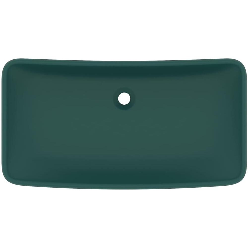 Lavabo Lusso Rettangolare Verde Scuro Opaco 71x38 cm Ceramica - Foto 2