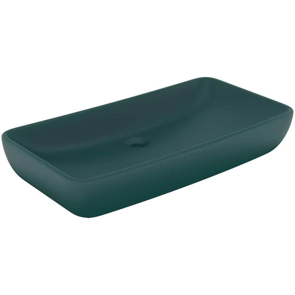Lavabo Lusso Rettangolare Verde Scuro Opaco 71x38 cm Ceramica - Foto 1