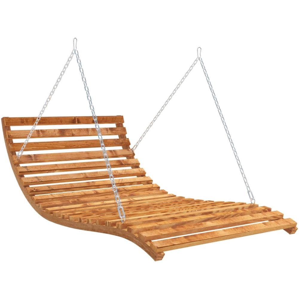 Letto Sospeso In Massello Di Abete Finitura Teak 143x120x65cm - Foto 2
