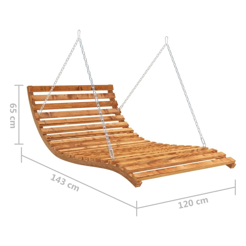 Letto Sospeso In Massello Di Abete Finitura Teak 143x120x65cm - Foto 5