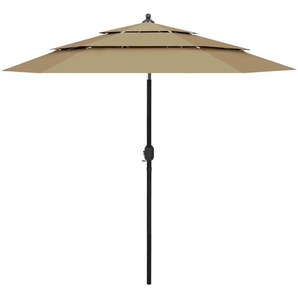 Ombrellone a 3 Livelli con Palo in Alluminio Grigio Talpa 2,5 m - Foto 1