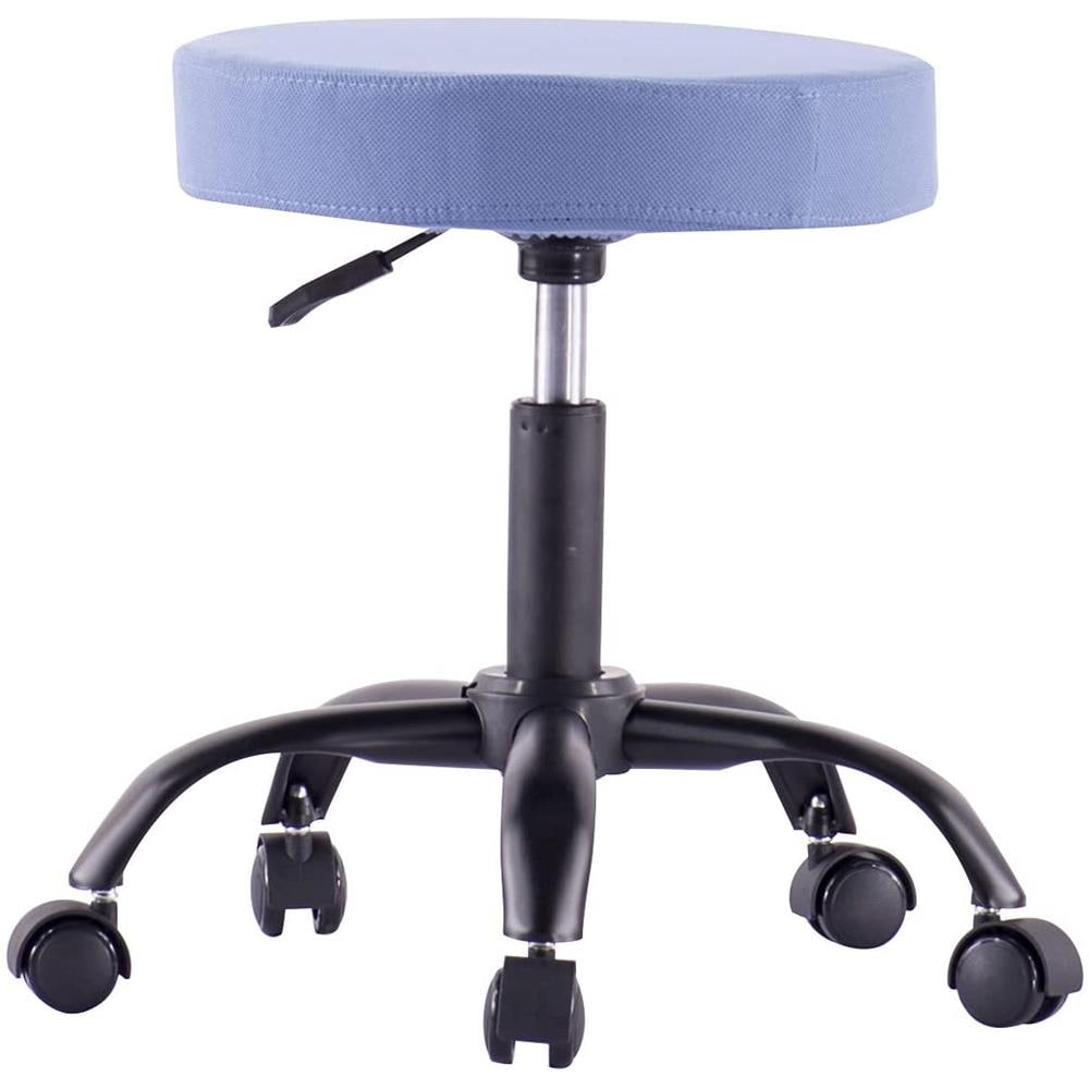 Techly 362978 Sgabello Girevole Con Ruote Altezza Regolabile Tessuto Sfoderabile Blu Azzurro - Foto 1