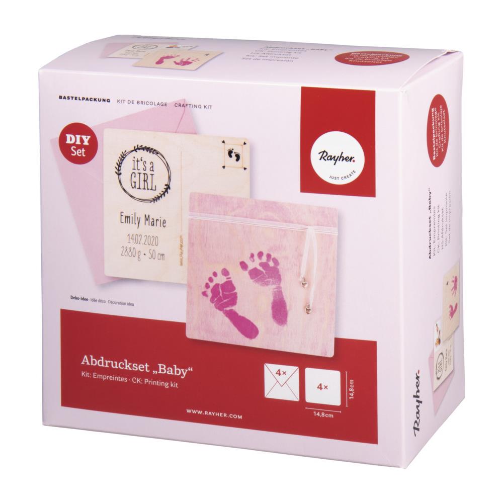 Kit Fai Da Te - Annunci Di Nascita In Legno Con Stampe Per Bambini - Rosa - Foto 1
