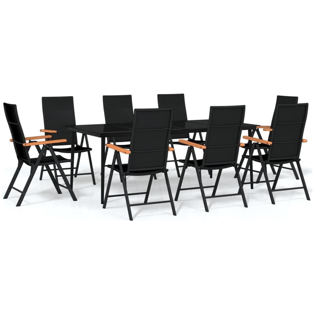 Set Da Pranzo Per Giardino 9 Pz Con Cuscini Nero - Foto 2