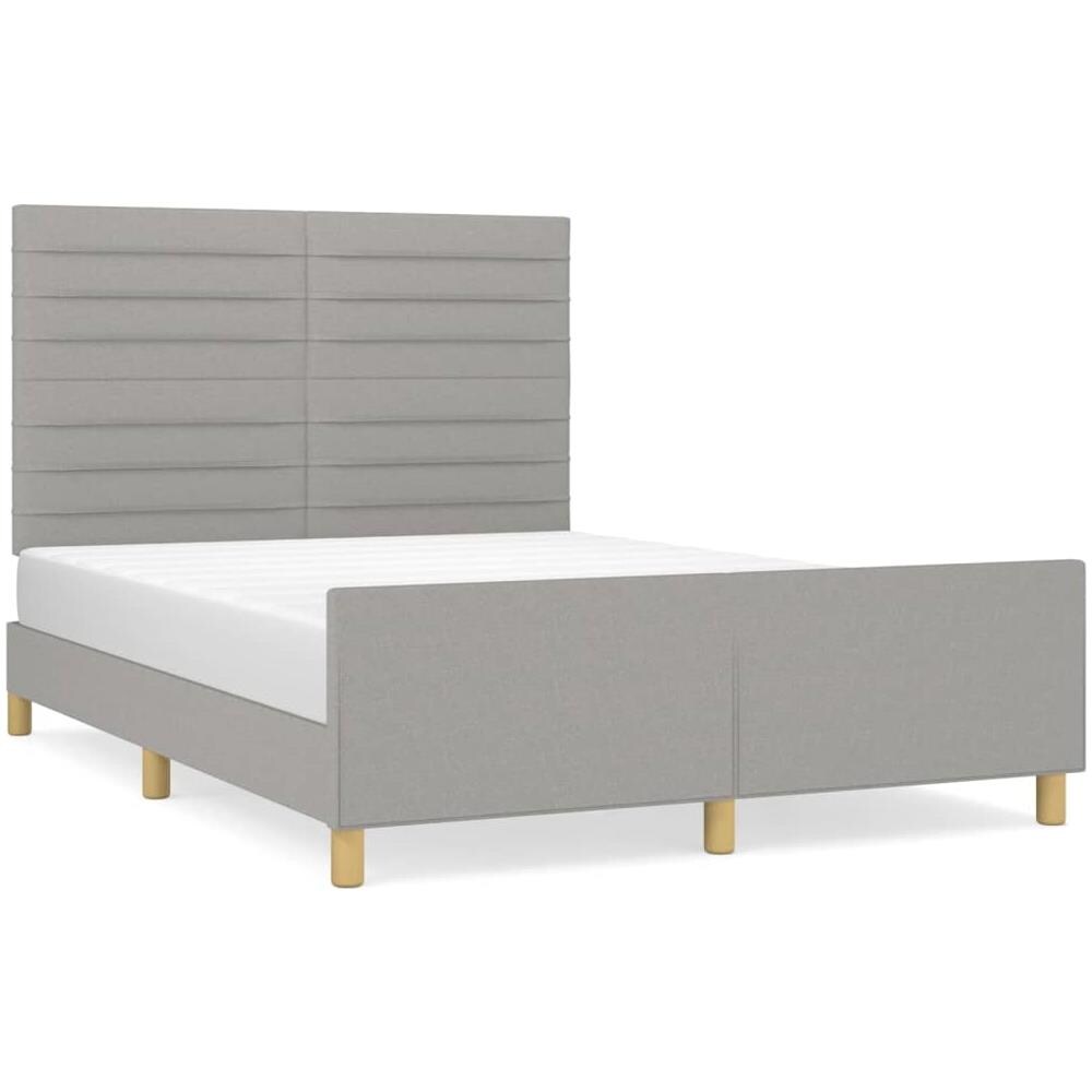 Giroletto Con Testiera Grigio Chiaro 140x190 Cm In Tessuto - Foto 2