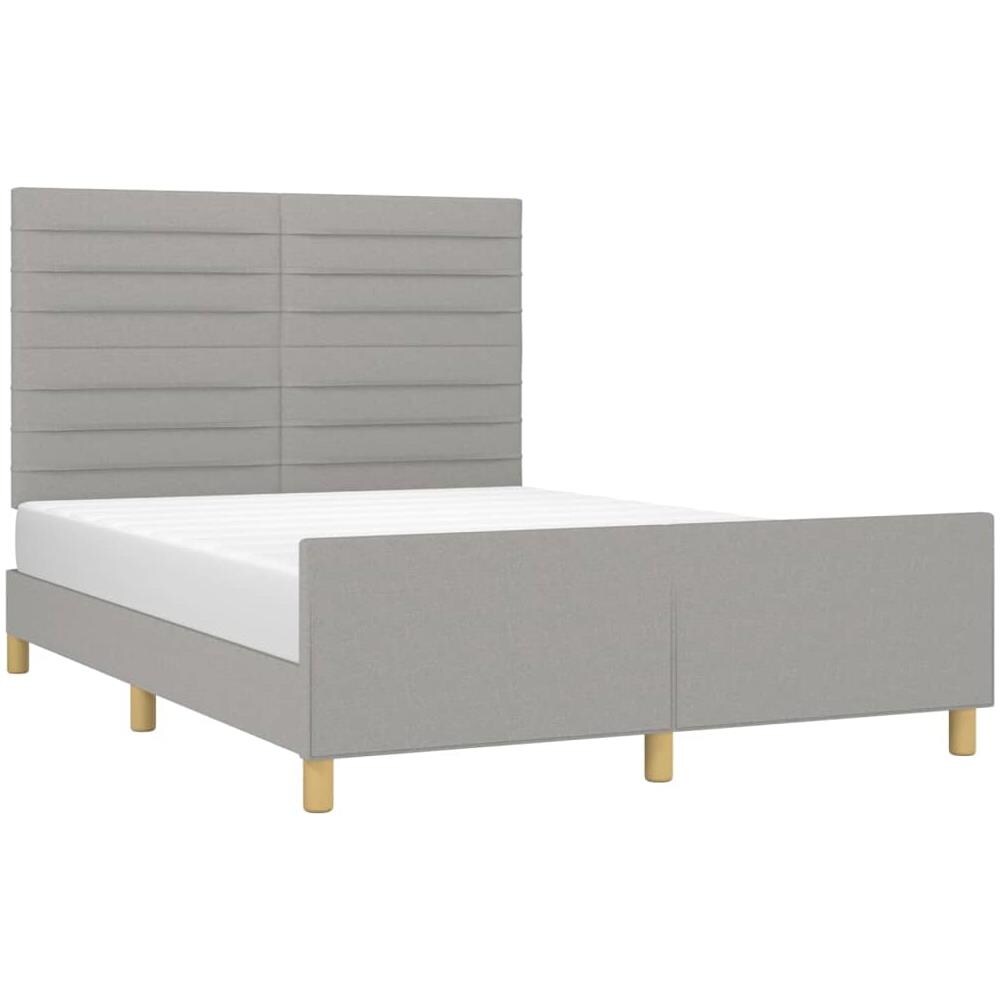 Giroletto Con Testiera Grigio Chiaro 140x190 Cm In Tessuto - Foto 3