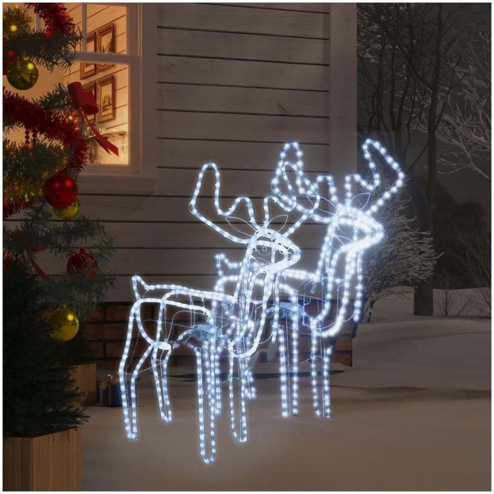 Figure Natale Renne Teste Mobili 2 Pz Bianco Freddo 76x42x87 Cm - Foto 1