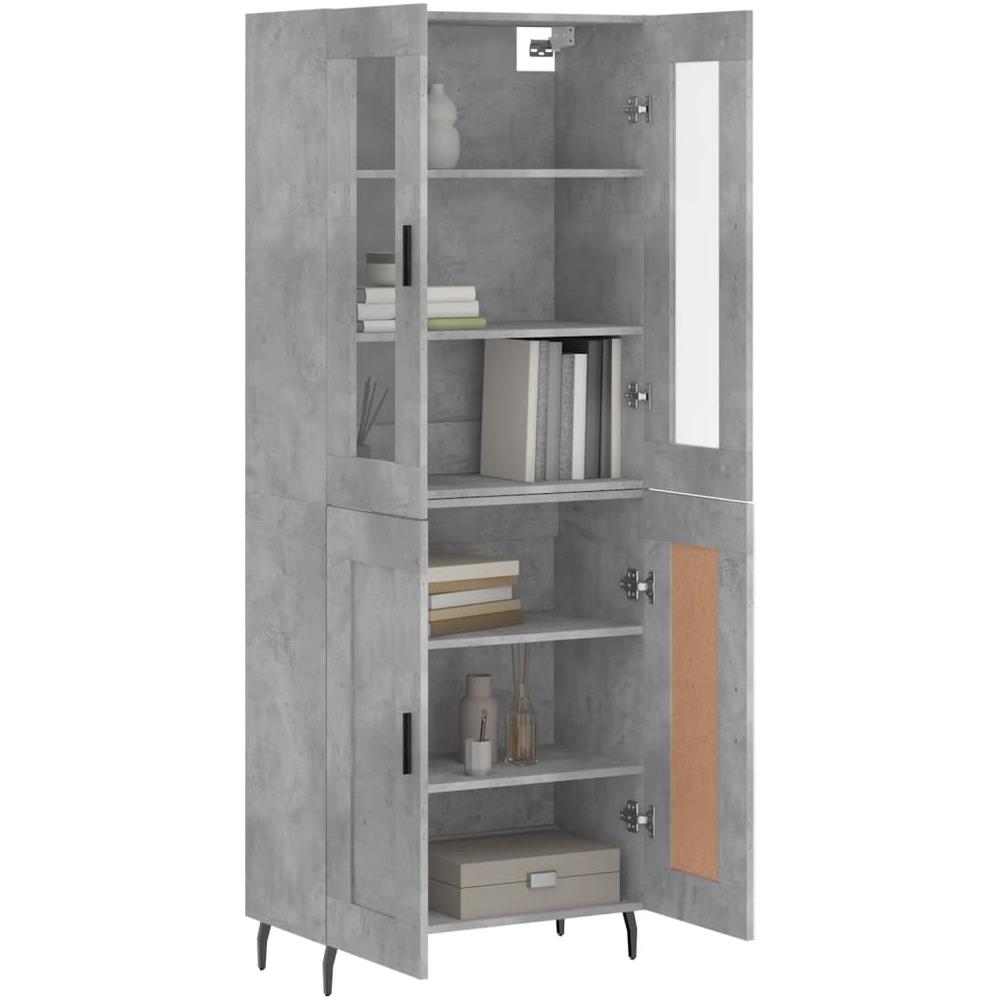Credenza Grigio Cemento 69,5x34x180 Cm In Legno Multistrato - Foto 3