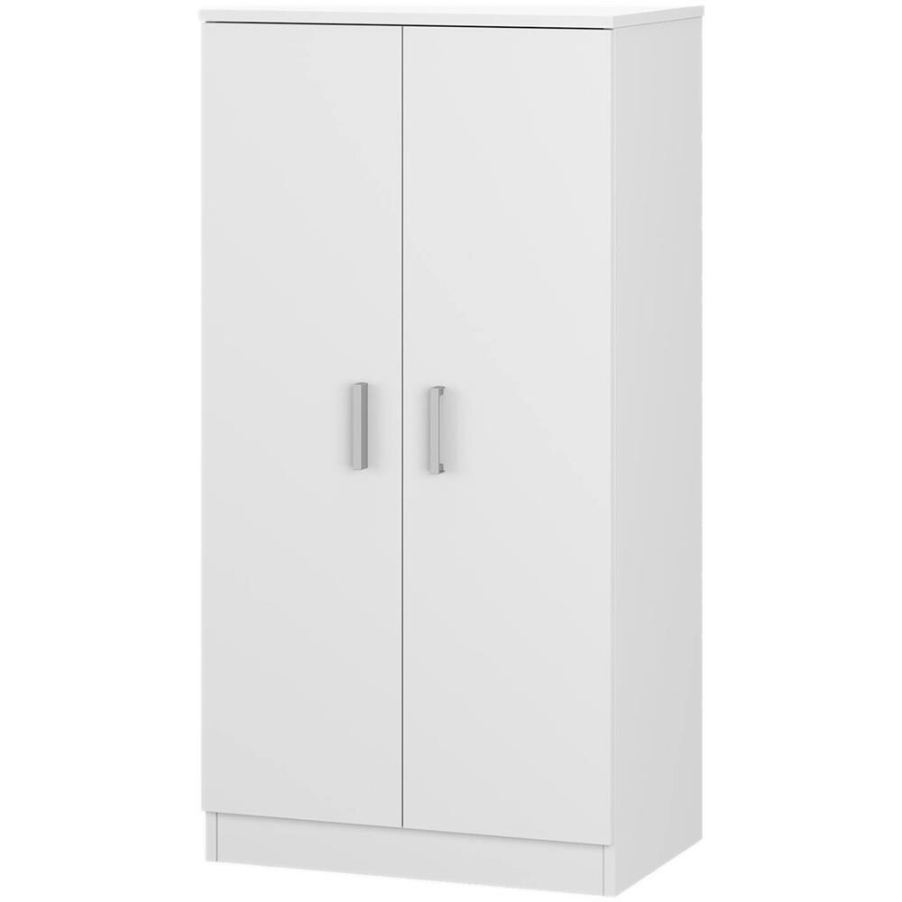 Armadio Multiuso Corona, Mobile Ausiliario A 2 Ante, Mobile Basso Portascarpe Con 6 Ripiani, Scarpiera Moderna, 55x36h108 Cm, Bianco - Foto 2