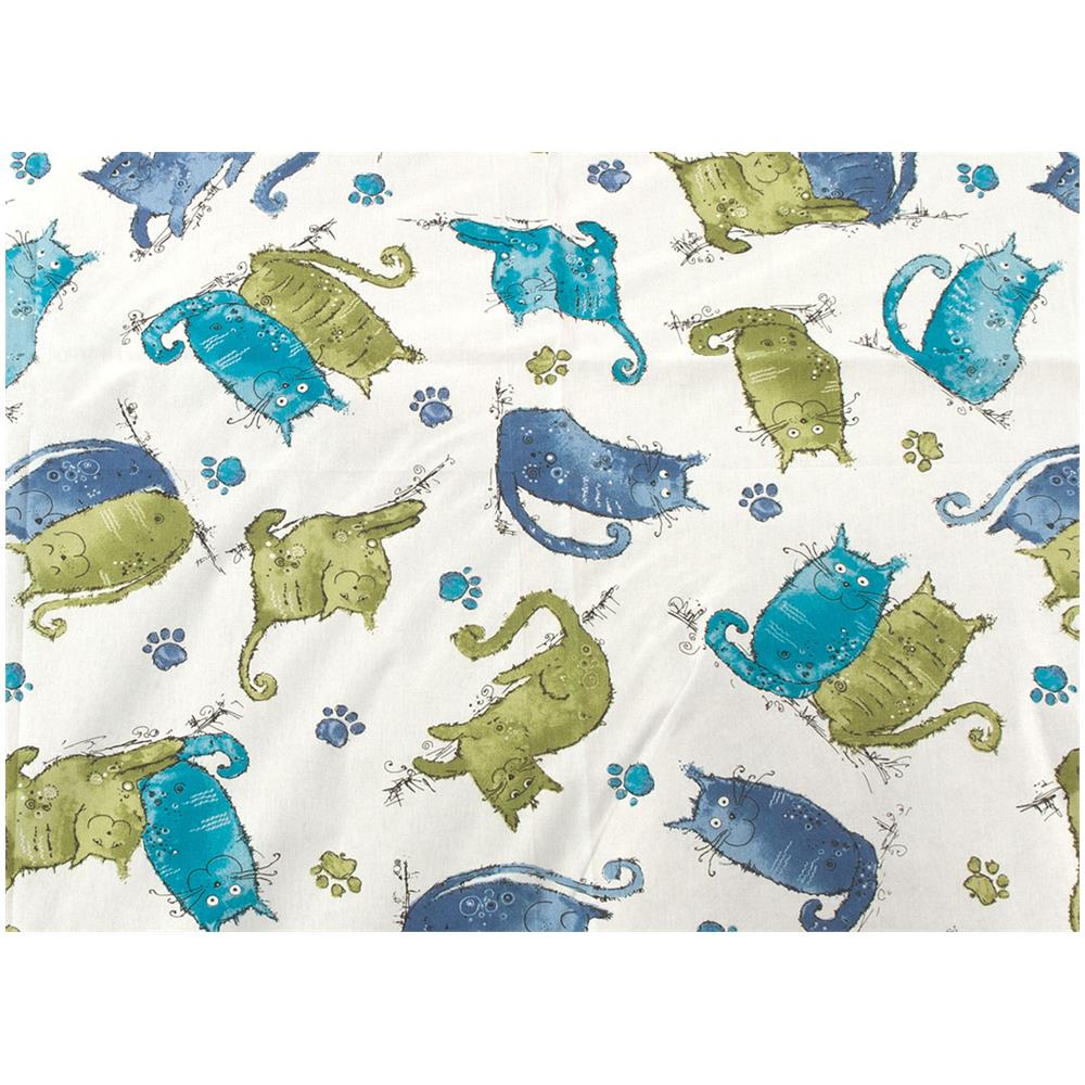 Sacco Copripiumino Piumone Letto In 100% Cotone Disegno Gatti Mod Rp Micio Colorato Animali Made Italy Piazza E Mezza Blu - Foto 2