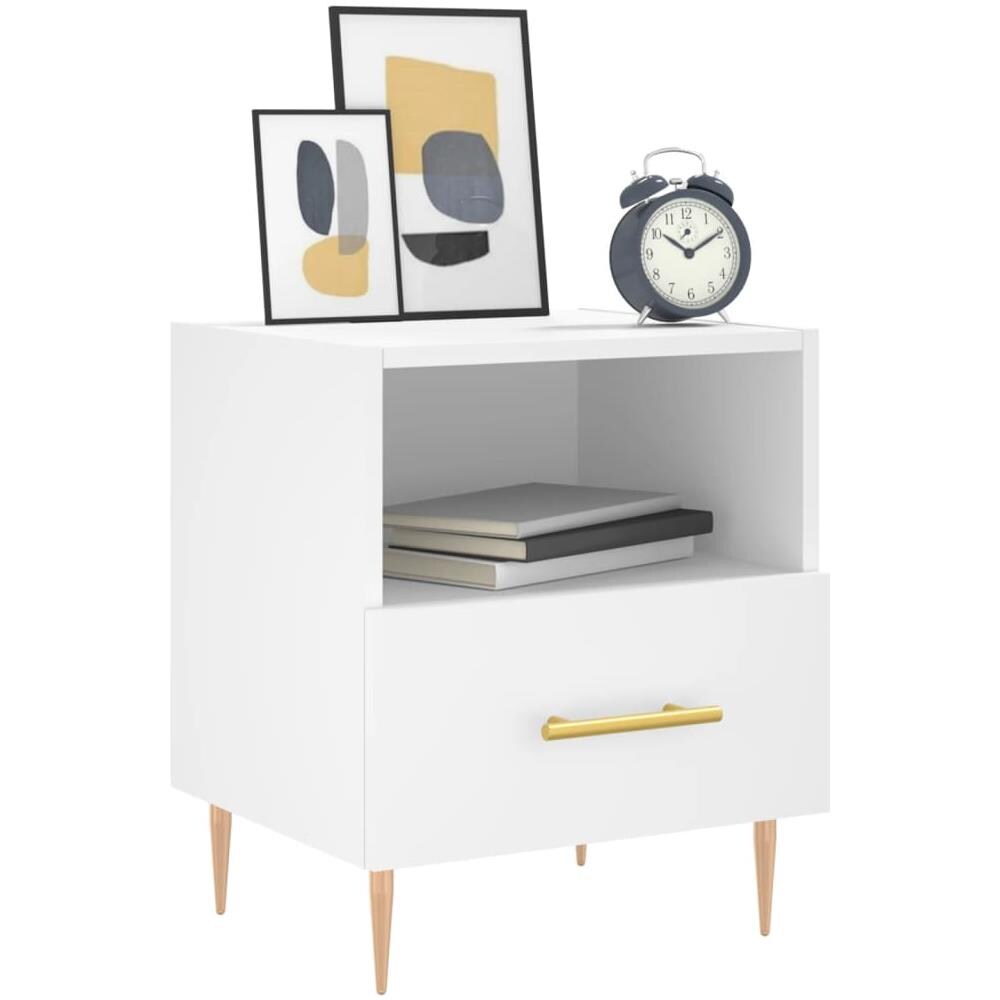 Comodini 2 Pz Bianchi 40x35x47,5 Cm In Legno Multistrato - Foto 3