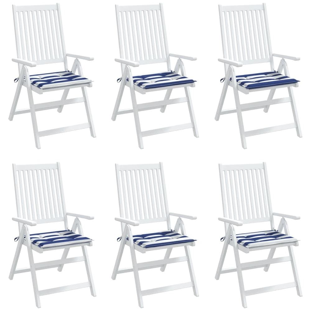 Cuscini Sedia Giardino 6pz Righe Bianche Blu 50x50x3 Cm Tessuto - Foto 3