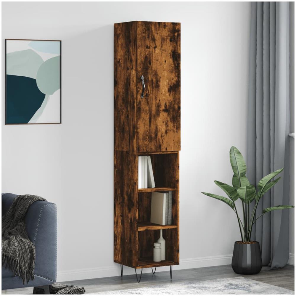 Credenza Rovere Fumo 34,5x34x180 Cm In Legno Multistrato - Foto 1