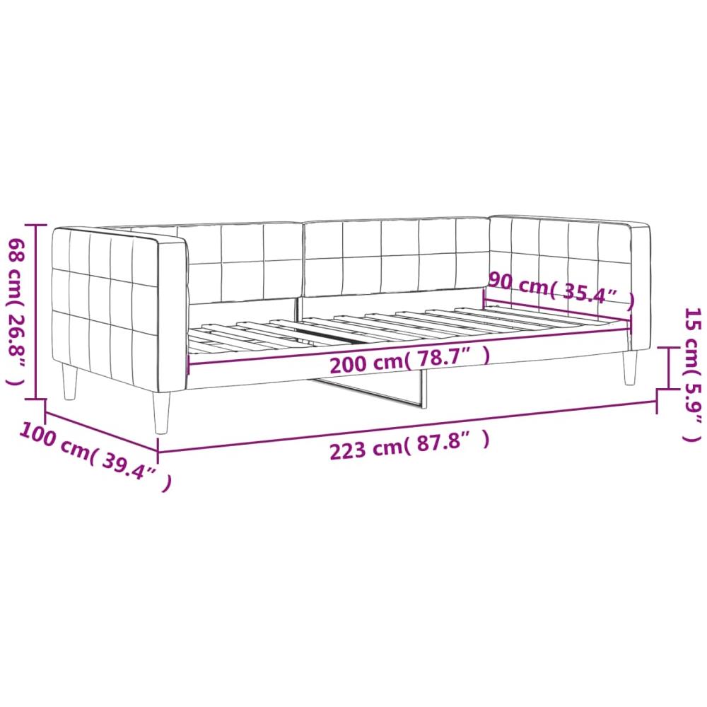 Letto Da Giorno Grigio Chiaro 90x200 Cm In Velluto - Foto 7