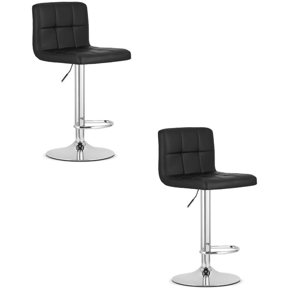 Sgabello girevole HAXU - Ecopelle nera / Base cromata x 2 - Foto 1