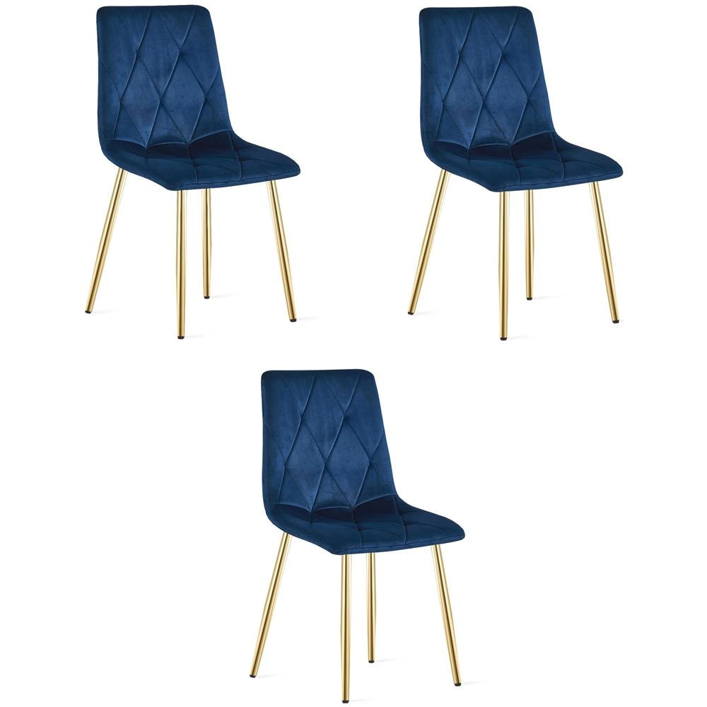 Sedia TYRA - Imbottita in velluto blu navy x 3 - Foto 1