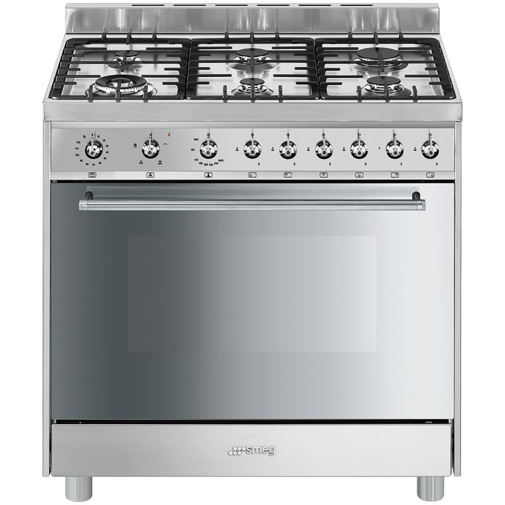 SMEG - Cucina A 6 Fuochi Gas C9GVXI9 Forno A Gas Ventilato Classe A ... SMEG - Cucina A 6 Fuochi Gas C9GVXI9 Forno A Gas Ventilato Classe A ...