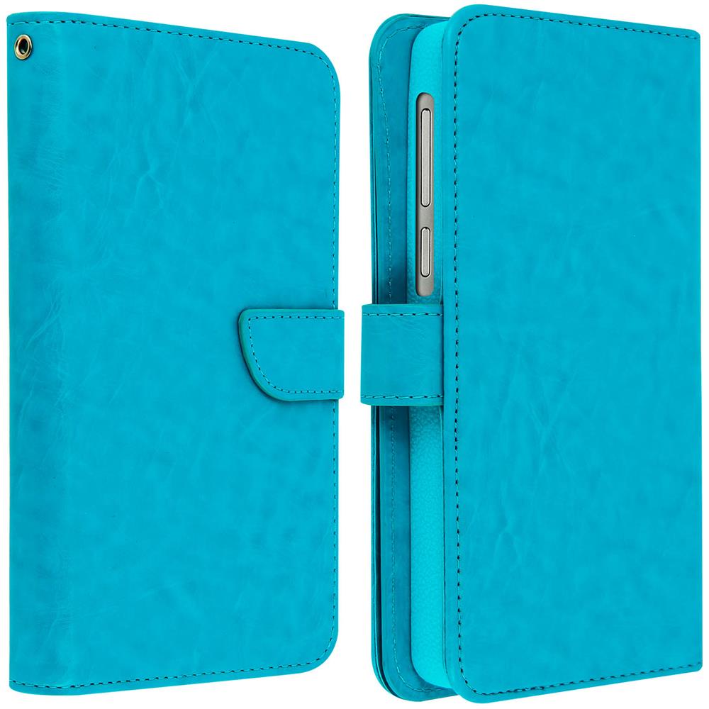 Custodia A Libro Universale Smartphone 6 Portacarte Azzurra Taglia Xxl - Foto 2