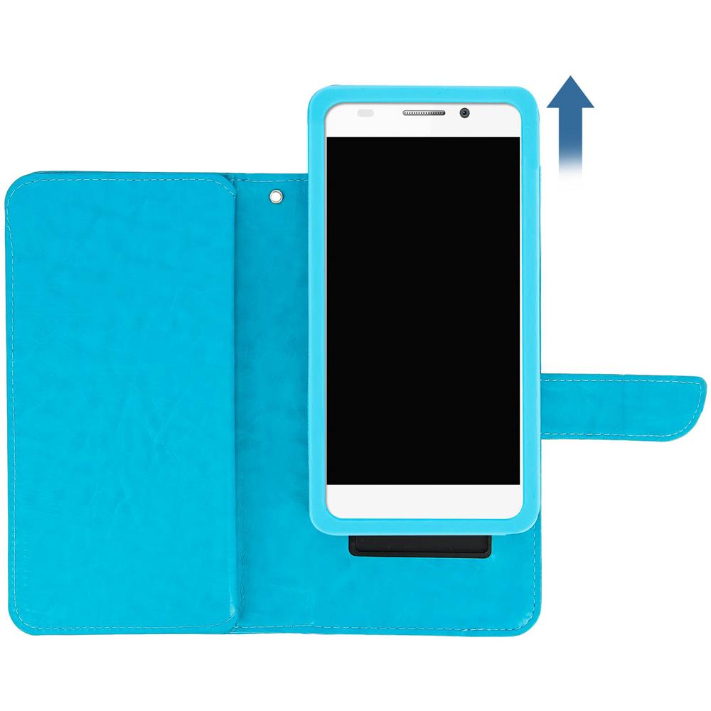 Custodia A Libro Universale Smartphone 6 Portacarte Azzurra Taglia Xxl - Foto 10