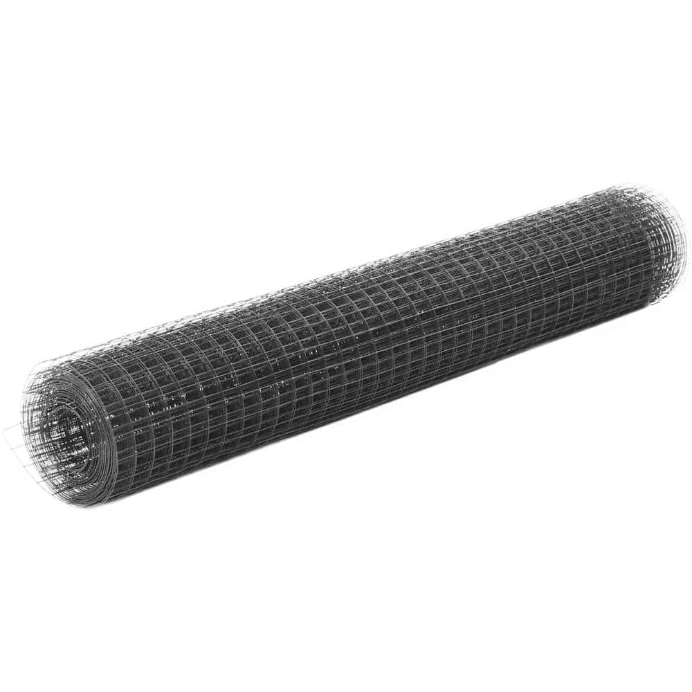 Recinzione in Rete per Pollaio in Acciaio e PVC 25x1 m Grigia - Foto 1