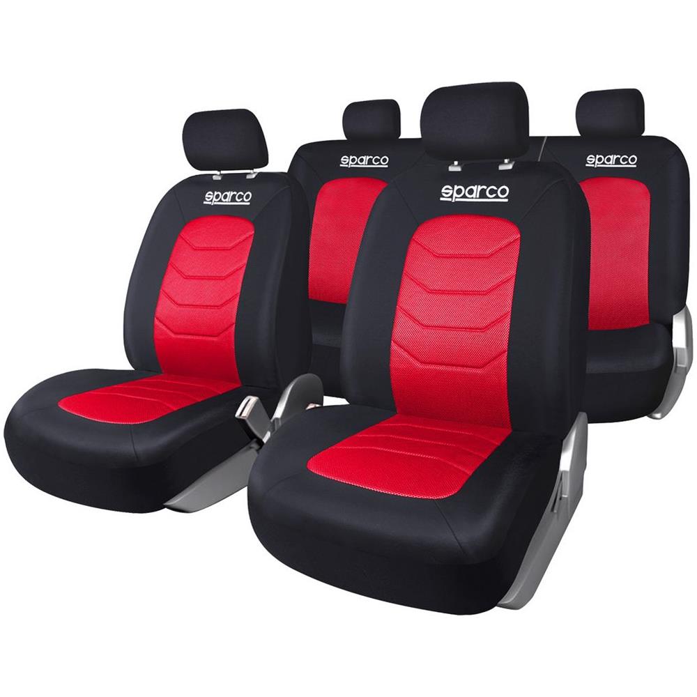 Set Completo Spc1019 Di Coprisedili Universali Auto Nero /rosso Righe - Foto 2
